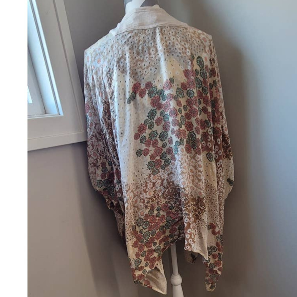 Vintage Floral Print Kimono 1x
